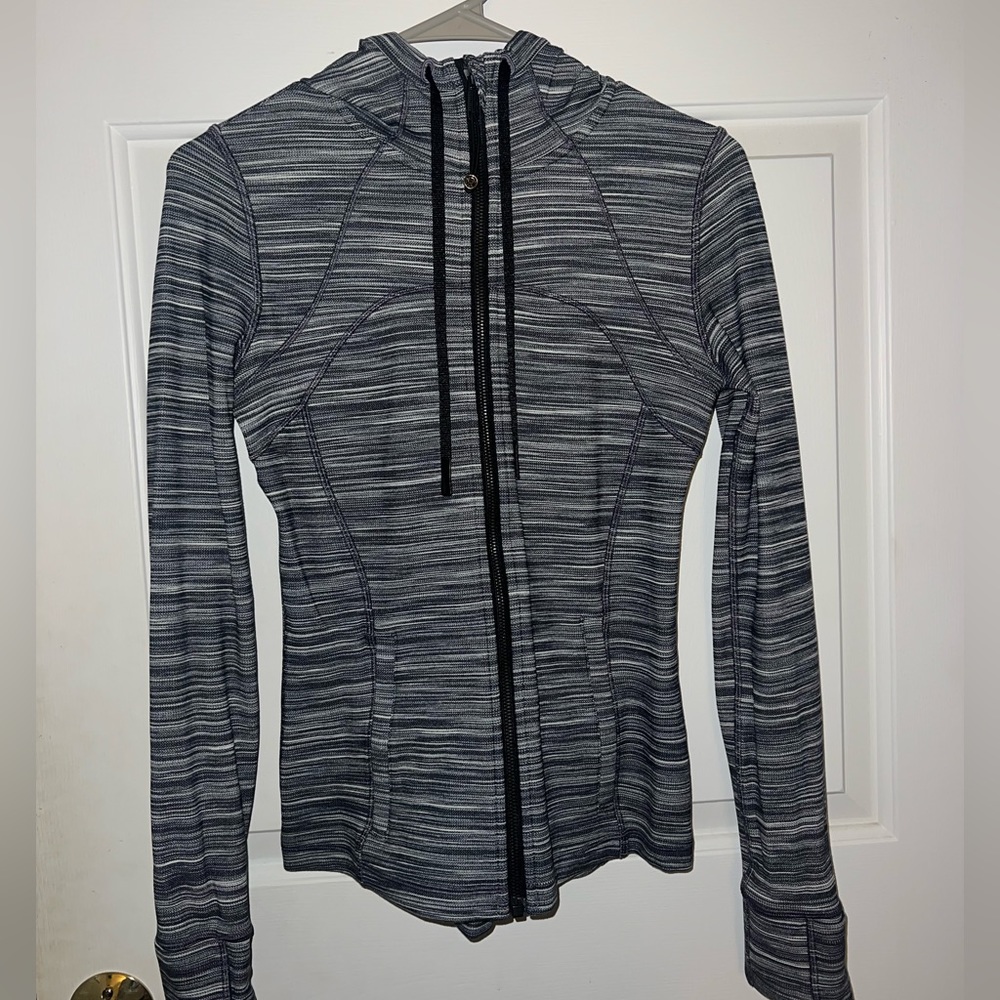 lululemon athletica Striped Gray & Black Hooded Jacket